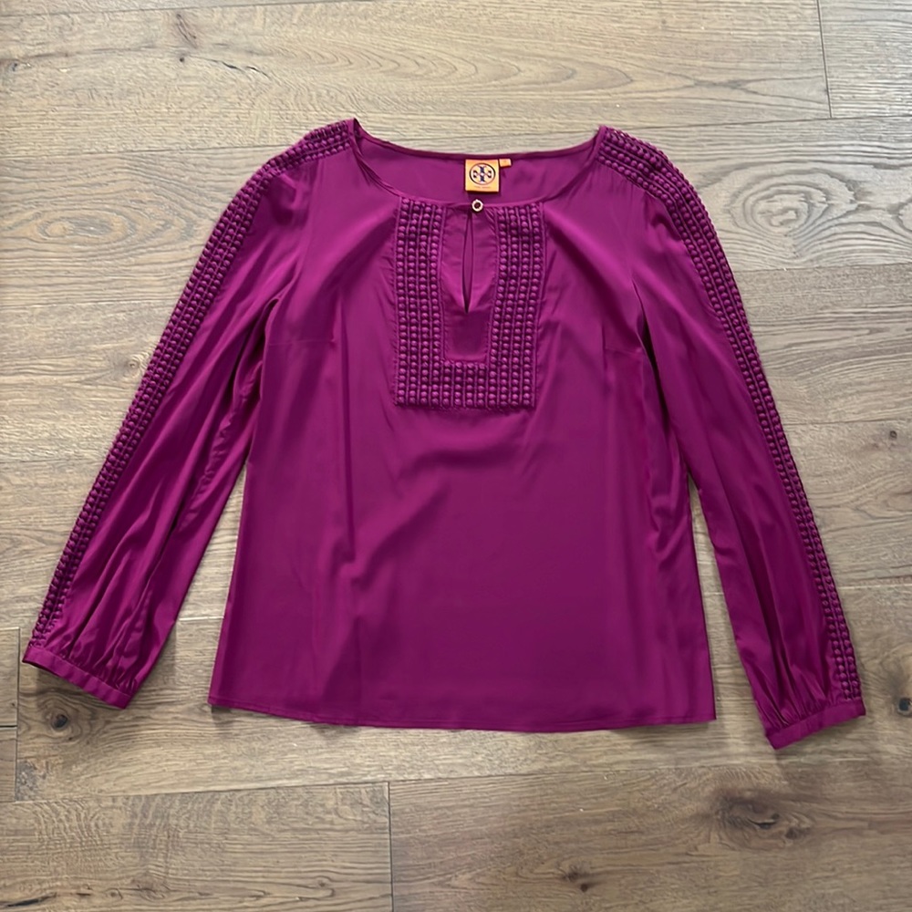 Authentic Tory Burch blouse with beautiful embroidery.